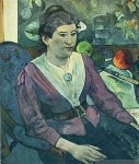 Портрет женщины рядом с натюрмортом Сезанна