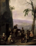 Lingelbach, Johannes - Итальянский пейзаж с отдыхающими крестьянами, ок. 1650-70, 57,4 cm x 47,5 cm, Холст, масло