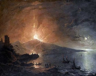 The Eruption of Vesuvius by night