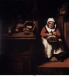 Maes, Nicolaes - Старая кружевница, ок. 1655, 37,5 cm x 35 cm, Дерево, масло