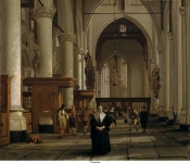 Man, Cornelis de - Интерьер церкви Святого Лоуренса (Laurenskerk) в Роттердаме, ок. 1665, 39,5 cm x 46,5 cm, Холст, масло
