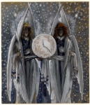 Ангелы держат циферблат указывающий на разные часы и соответствующих каждому часу актов страстей cm