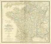 Карта Королевства Франции, 1838 г.