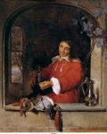 Metsu, Gabriel - Охотник, 1661, 28 cm x 22,8 cm, Дерево, масло