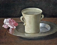 Чаша с водой и роза