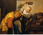 Molenaer, Jan Miense - Пять чувств. Осязание, 1637, 19,5 cm x 24,2 cm, Дерево, масло