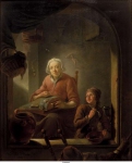 Moni, Louis de - Кружевница и мальчик с мыльными пузырями, 1742, 39 cm x 42 cm, Дерево, масло