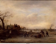 Ostade, Isaac van - На льду, ок. 1640-43, 34 cm x 49 cm, Дерево, масло