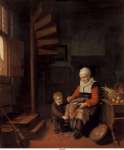 Pape, Abraham de - Старая женщина ощипывает петуха, ок. 1650-56, 49 cm x 41 cm, Дерево, масло