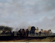 Post, Pieter Jansz - Нападение на армейский конвой, 1631, 34,7 cm x 53 cm, Дерево, масло