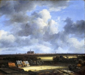 Ruisdael, Jacob van - Вид на Харлем с отбеливанием льна, ок. 1670-75, 55,5 cm x 62 cm, Холст, масло