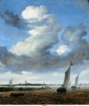Ruysdael, Salomon van - Вид на Бевервейк (Beverwijk) от озера Wijkermeer, ок. 1661, 41 cm x 35,5 cm, Дерево, масло