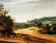 Santvoort, Pieter van - Дюнный пейзаж с проселочной дорогой, ок. 1630, 31,5 cm x 46 cm, Дерево, масло