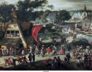 Savery de Oude, Jacob - Ярмарка Св. Себастьяна во фламандской деревне, ок. 1590-1600, 41,5 cm x 62 cm, Дерево, масло
