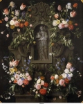 Seghers, Daniel , Bosschaert, Thomas Willeboirts - Цветочные гирлянды вокруг Мадонны, 1645, 151 cm x 122,7 cm, Холст, масло