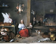 Teniers de Jonge, David - Интерьер кухни, 1644, 57 cm x 77,8 cm, Медь, масло
