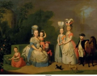 Tischbein, Anton Wilhelm - Портрет Каролины Вильгельмины, принцесса Оранской (1743-1787), и ее детей, ок. 1775, 104,5 cm x 149 cm, Холст, масло