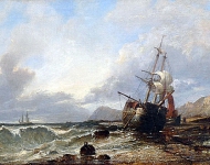 Beached Vessel Drying its Sails