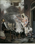 Troost, Cornelis - Арлекин, Маг и Парикмахер. Обманутые соперники, 1738, 62 cm x 50 cm, Бумага, пастель