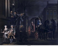 Troost, Cornelis - Кто еще мог ходить пошел, кто не мог, упал, 1739, 56,5 cm x 72,5 cm, Бумага, пастель
