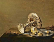 Натюрморт с серебряным кубком, лимоном и др предметами