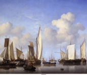 Velde de Jonge, Willem van de - Корабли на рейде, ок. 1658, 66,2 cm x 77,5 cm, Холст, масло