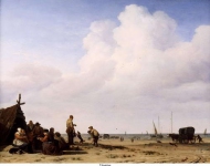Velde, Adriaen van de - Вид на пляж, 1665, 42 cm x 54 cm, Дерево, масло