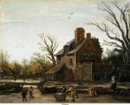 Velde, Esaias van de - Зимний пейзаж с крестьянским домом, 1624, 26 cm x 32 cm, Дерево, масло