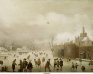 Verstralen, Anthonie - Зимний пейзаж, ок. 1623, 26,2 cm x 43 cm, Дерево, масло