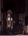 Witte, Emanuel de - Вид церкви с монахами, 1668, 110 cm x 85 cm, Холст, масло