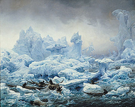 Биар Франсуас-Огюст - Greenlander chasing walrusses in the Arctic Sea