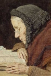 Elderly Woman Reading the Bible