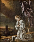 Иисус, молящийся перед крестом
