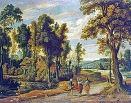 Пейзаж с изображением Христа с учениками на пути в Эммаус