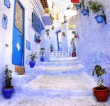 Улица в синем городе Шефшауэн, Марокко