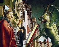 Дьявол показывает св. Августину книгу пороков