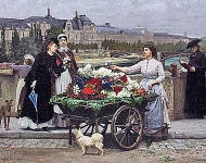 Франсуа-Мари Фирмен-Жирар - Продавщица цветов на Королевском мосту c видом на Лувр