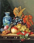 Эдвард Ладелл - Натюрморт с китайской вазой и фруктами