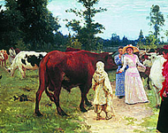 Барышни среди стада коров