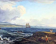 Adrien Manglard - Fishermen and horsemen on a rocky coast