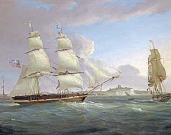 The merchant vessel ‚Peru‘ in three positions off the coast od Dover