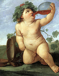 Вакх в образе младенца, пьющего вино. Проказник Бахус