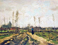 Пейзаж с церковью и фермами