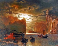 Fishing Near The Fjord By Moonlight