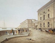 Вид набережной Невы у здания Старого Эрмитажа
