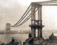 Манхэттенский мост,в процессе строительства, Нью-Йорк, США