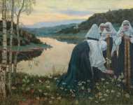 Девушки на берегу реки