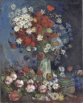 Still life with meadow flowers and roses