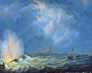 Martinus Schouman - Взрыв канонерской лодки №. 2 под командованием Яна ван Спейка