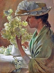 Чарльз Кортни Каран - Дама с букетом. Жена художниками с цветами калины.